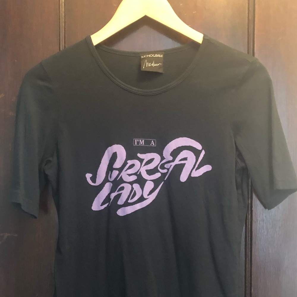 “I’m a surreal lady” designer t-shirt. Monogram.